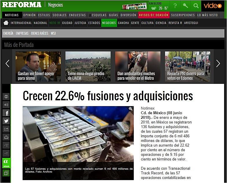 Crecen 22.6% fusiones y adquisiciones